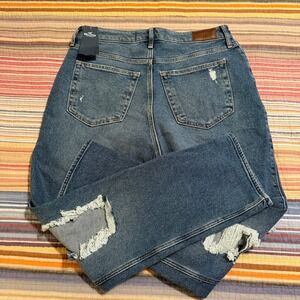 Hollister Ultra High-Rise Stacked Vintage Straight Distressed Jeans 11S W30 L29